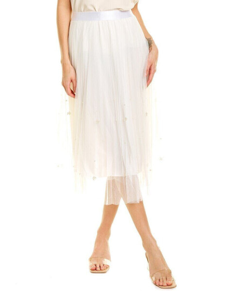 Eva Franco Lila Pearl Tulle Skirt Women's White Xl