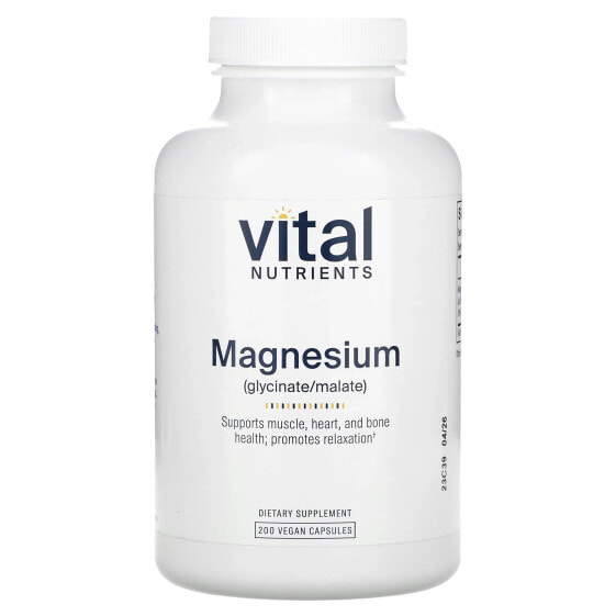 Vital Nutrients, магний, 200 веганских капсул