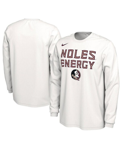 Men's and Women's White Florida State Seminoles 2024 On-Court Bench Energy Long Sleeve T-shirt
