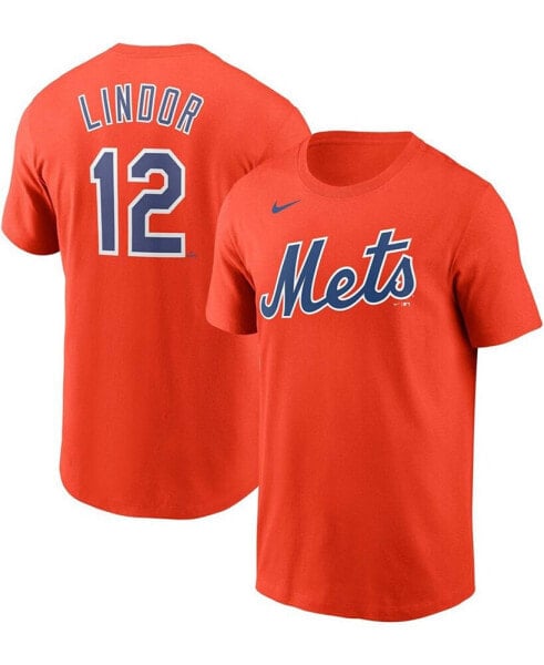 Men's Francisco Lindor Orange New York Mets Name Number T-shirt