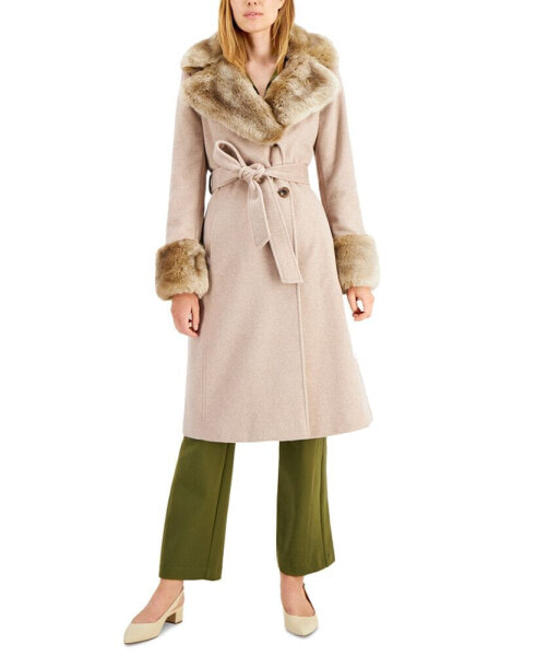 Women's Wool Blend Belted Wrap Coat