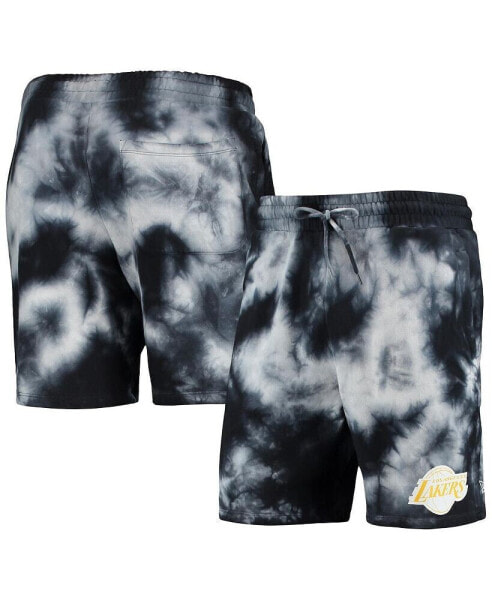 Men's Black Los Angeles Lakers Fleece Tie-Dye Shorts