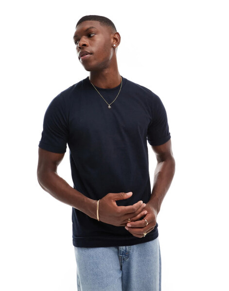 DTT roll sleeve t-shirt in navy