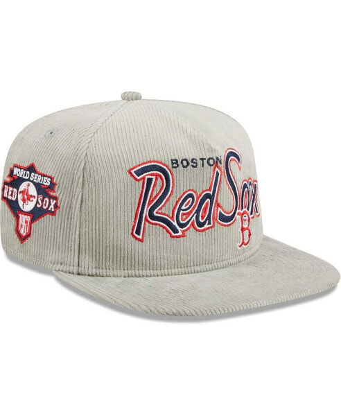 Men's Gray Boston Red Sox Corduroy Golfer Adjustable Hat