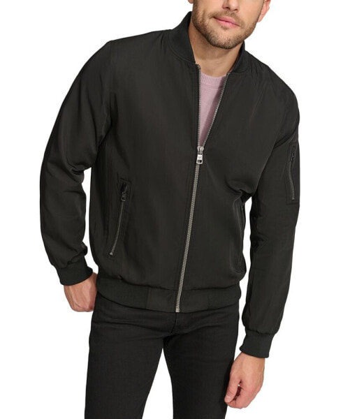 Men's Solid-Color Zipper Flight Jacket