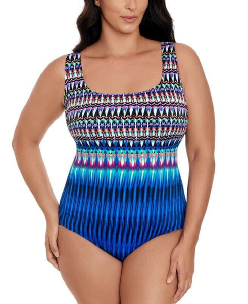 Swim Solutions Women's Printed One-Piece Swimsuit (Sparkle Park, 16)