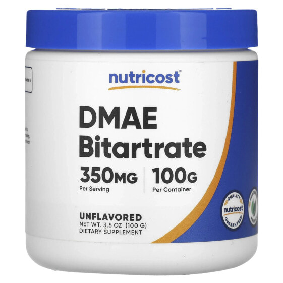 Препарат для улучшения памяти Nutricost DMAE Bitartrate, без вкуса, 350 мг, 3.5 унции (100 г)