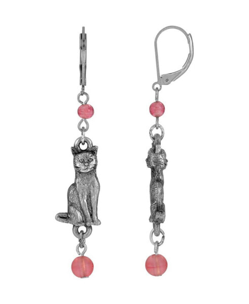 Bead Cat Drop Earrings