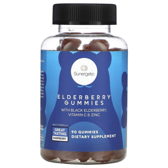 Elderberry Gummies, With Black Elderberry, Vitamin C & Zinc, Raspberry, 90 Gummies