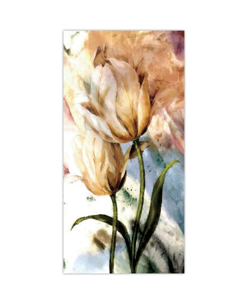 "Pastel Fleur I" Frameless Free Floating Reverse Printed Tempered Glass Wall Art, 72" x 36" x 0.2"