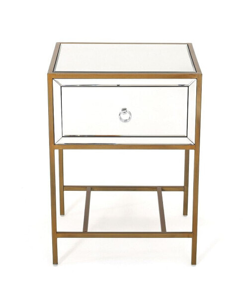 Gleaming Mirrored Single Drawer Side Table for Natural Light Rooms