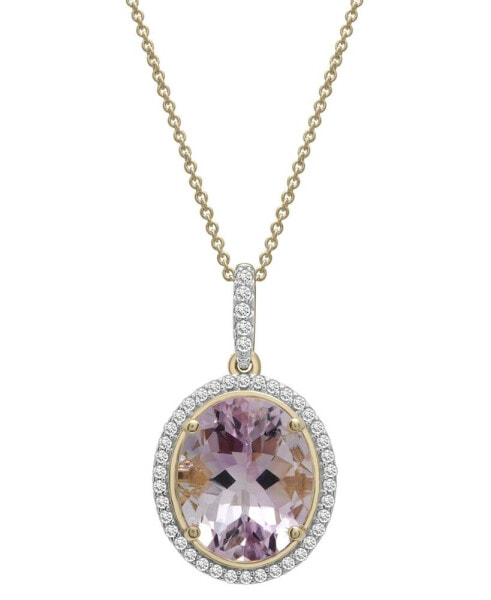 Macy's pink Amethyst (4-3/4 ct. t.w.) & Diamond (1/4 ct. t.w.) Oval Halo 16" Pendant Necklace in 14k Gold