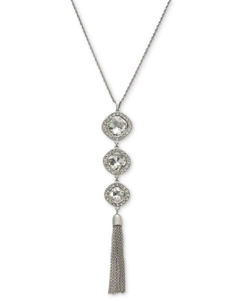 I.N.C. International Concepts triple Stone Fringe Lariat Necklace, 32" + 3" extender, Created for Macy's
