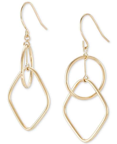 Polished Interlocking Geometric Drop Earrings in 14k Gold