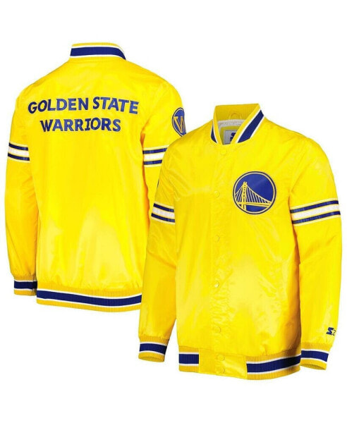 Men's Gold Golden State Warriors Slider Satin Full-Snap Varsity Jacket