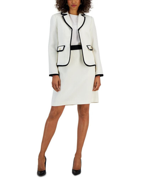 Women's Sparkle Contrast-Trim Jacket & Pencil Skirt Suit