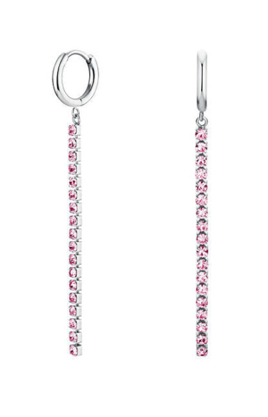 Charming steel earrings with pink crystals Tennis JETRS-J923