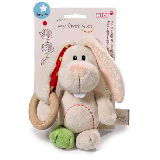 Мягкая игрушка NICI Захват Заяц Tilli 15 см с деревянным кольцом Teddy