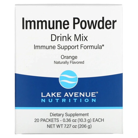 Lake Avenue Nutrition, порошковая смесь для приготовления укрепляющего иммунитет напитка, со вкусом апельсина, 20 пакетиков по 10,3 г (0,36 унции)