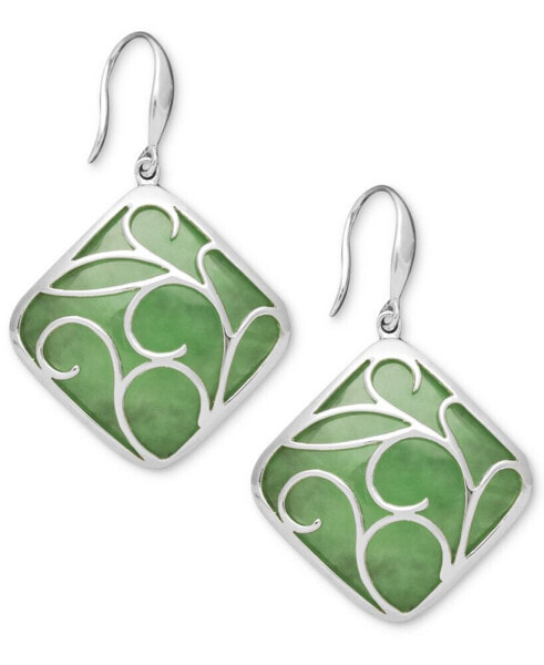 Dyed Jade Swirl Overlay Earrings in Sterling Silver