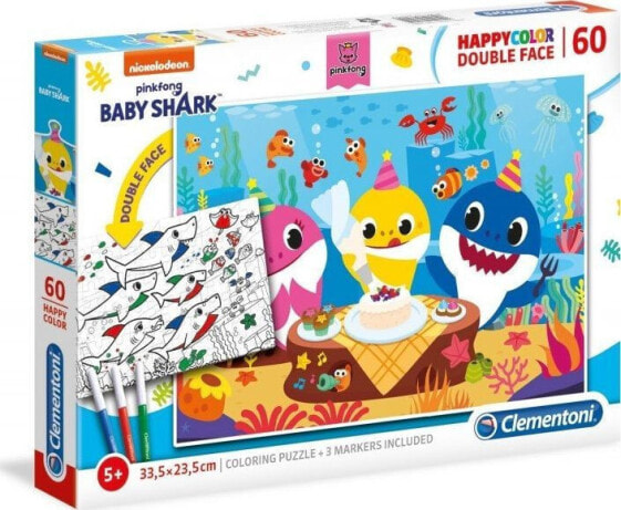Пазл для малышей Clementoni HappyColor двусторонний Baby Shark 60 элементов