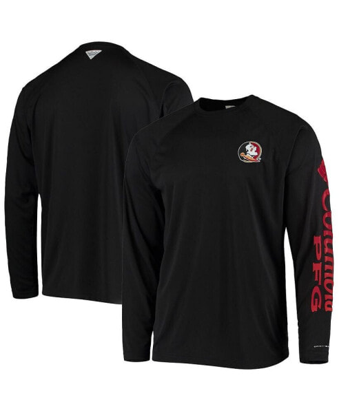 Men's Black Florida State Seminoles Terminal Tackle Omni-Shade Raglan Long Sleeve T-shirt