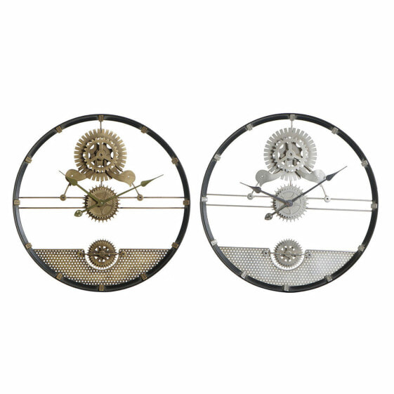 Часы настенные DKD Home Decor Железные Шестерни Серебристые и Золотистые 60 x 5 x 60 см (2 штуки)