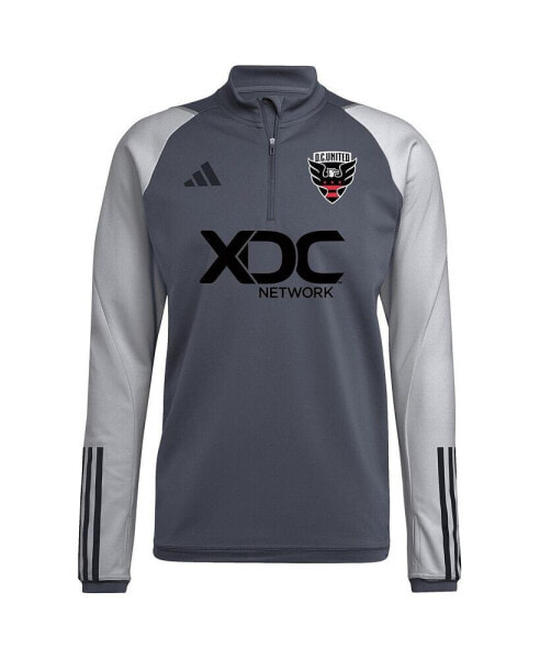 Men's Gray D.C. United 2023 On-Field AEROREADY Quarter-Zip Training Top