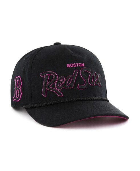 Men's Black Boston Red Sox Hitch Orchid Undervisor Snapback Hat