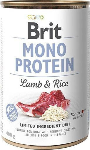 Влажный корм для собак Brit Моно протеин ягненок и рис 400г