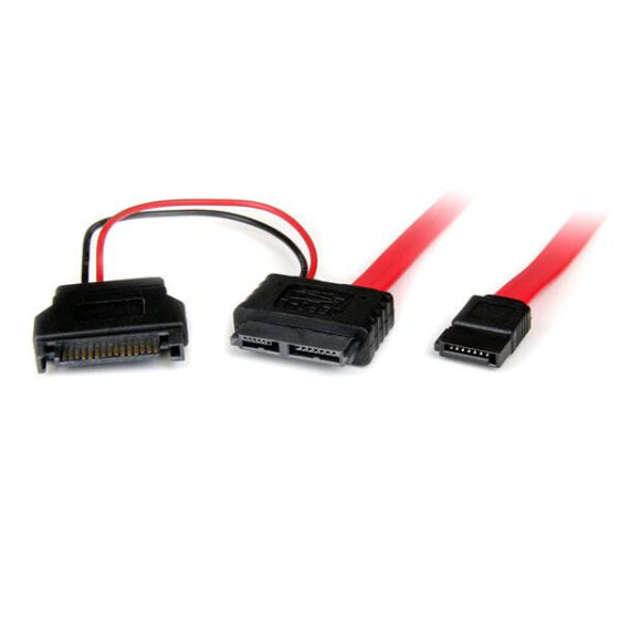 StarTech.com 0.5m Slimline SATA Female to SATA with SATA Power Cable Adapter - 0.5 m - SATA III - SATA 7-pin - Male/Female - Black - Red - 25 g