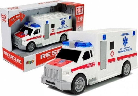 Lean Sport Ambulans z napędem frykcyjnym Biały Na Baterie 1:20 z Dźwiękiem