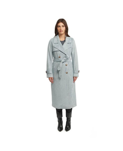 Women's Suede Double Breasted Trench