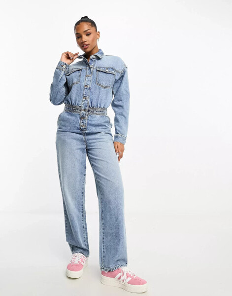 Miss Selfridge denim boiler suit in blue wash