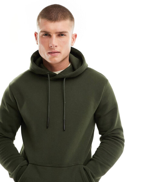 Only & Sons overhead hoodie in dark green