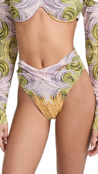 Andrea Iyamah 281644 Women's Akacia Bikini Bottoms, Abstract Woodgrain Print, S