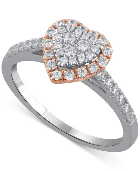 Diamond Heart Cluster Ring (1/2 ct. t.w.) in 14k Rose & White Gold