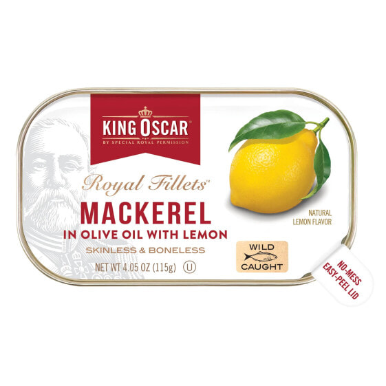 Royal Fillets, Mackerel in Olive Oil with Lemon, 4.05 oz (115 g)