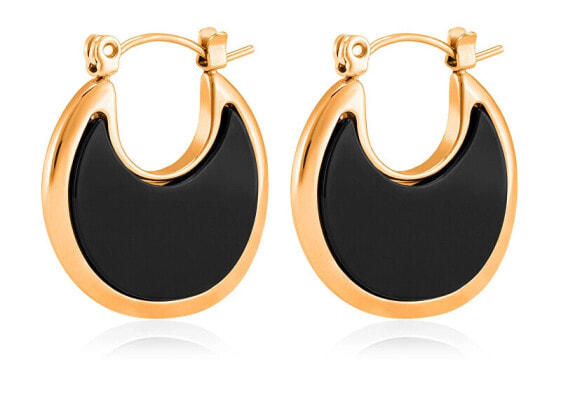 Fashion bronze earrings with onyx VAAJDE201446R-BK