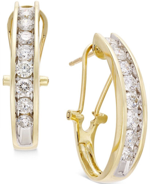 Diamond J Hoop Earrings (1 ct. t.w.) in 10k White or Yellow Gold