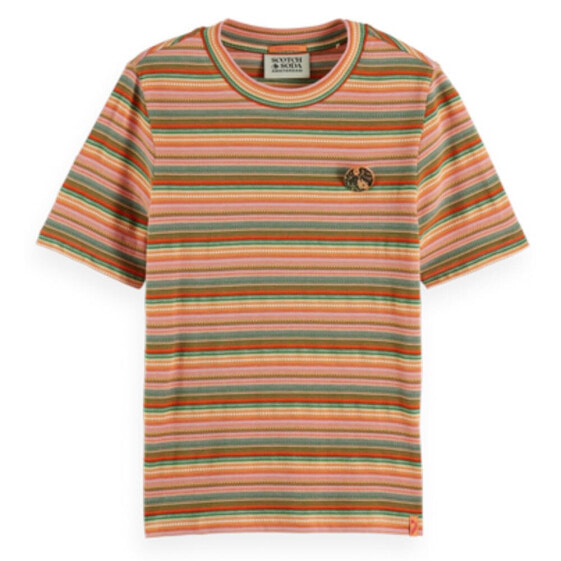 SCOTCH & SODA Stripe Textured Slim Fit short sleeve T-shirt