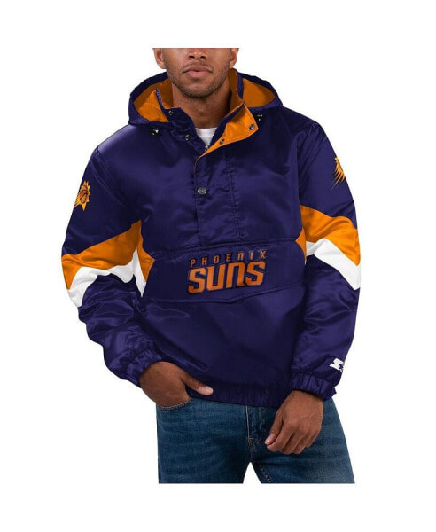 Men's Purple Phoenix Suns Force Play Satin Hoodie Half-Zip Jacket