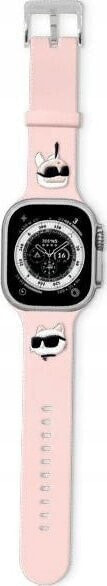 Karl Lagerfeld Pasek Karl Lagerfeld KLAWLSLKCNP Apple Watch 4/5/6/7/8/9/SE/Ultra 42/44/45/49mm strap 3D Rubber Karl&Choupette Heads różowy/pink