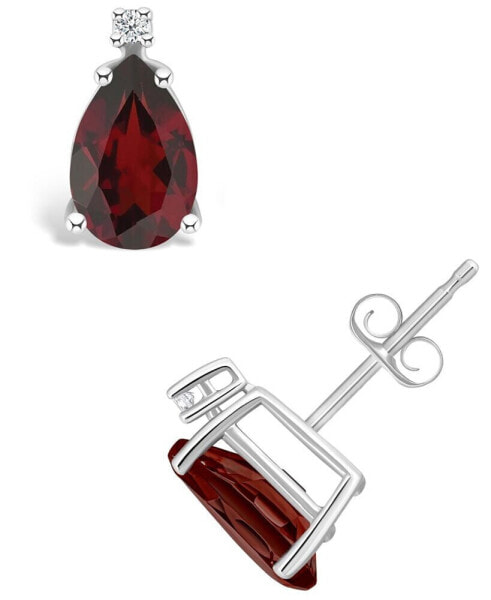 Garnet (2-3/8 ct. t.w.) and Diamond Accent Stud Earrings in 14K Yellow Gold or 14K White Gold