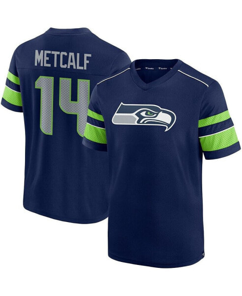 Men's DK Metcalf College Navy Seattle Seahawks Hashmark Name and Number V-Neck T-shirt