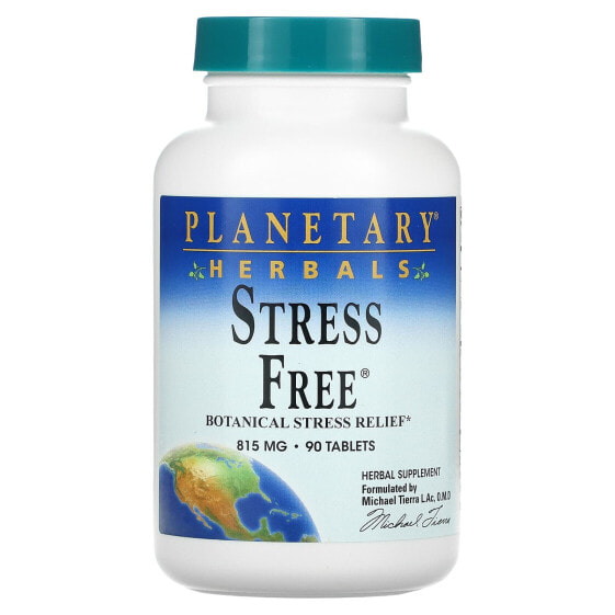 Витамины для нервной системы Planetary Herbals, Ботанический препарат для снятия стресса, 815 мг, 90 таблеток