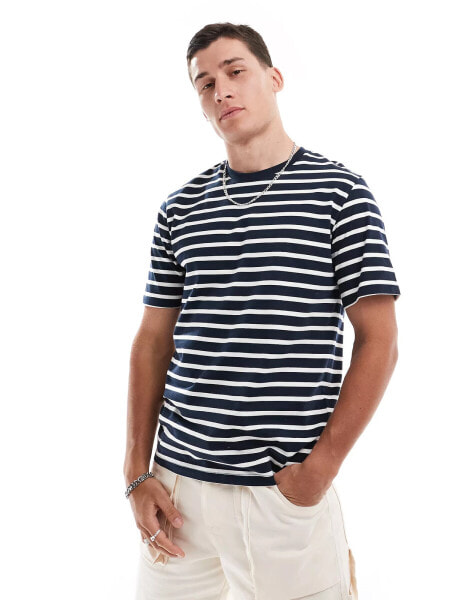 Jack & Jones stripe t-shirt in white