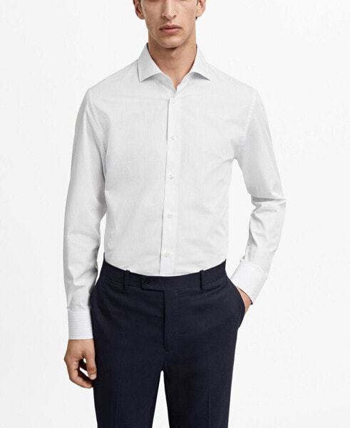 Men's Slim-Fit Micro-Print Twill Dress Shirt