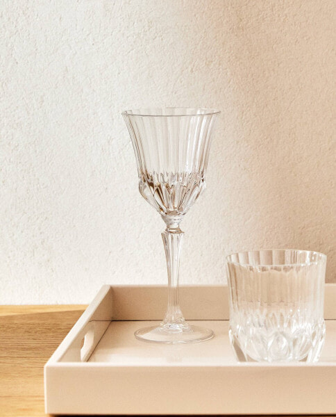 Engraved crystalline water glass