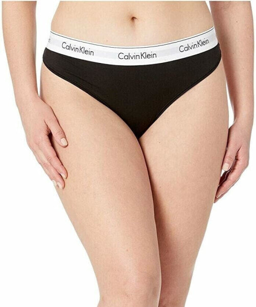 Calvin Klein 175825 Womens Modern Cotton Blend Thong Panties Black Size Large